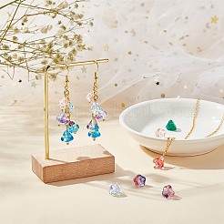 24個12色透明チェコガラスビーズ  花  ミックスカラー  8x10mm  穴：2mm&nbsp;GLAA-SC0001-53