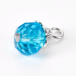 ガラスチャーム  誕生石チャーム  アンティークシルバーメッキ合金パーツ  ティアドロップ  ミックスカラー  17~18x9~10mm  穴：3mm&nbsp;GLAA-WH0010-01