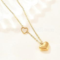 304 Stainless Steel Heart Pendant Necklaces&nbsp;NJEW-H093-02G