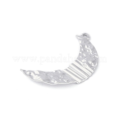 変色しない304ステンレススチールペンダント  ステンレス鋼色  ムーン  36.8x20x1.6mm  穴：1.9mm&nbsp;STAS-S136-06P-02