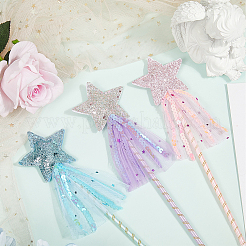 3Pcs 3 Colors Polyester Sequin Star Fairy Wand&nbsp;DIY-CP0011-94B