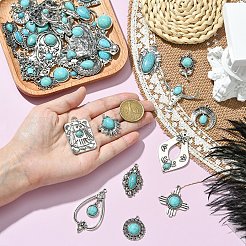 15Pcs 15 Styles Synthetic Turquoise Pendants&nbsp;FIND-YW0006-28
