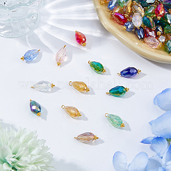 120 個 12 色電気メッキガラスペンダント  ティアドロップ  金色の真鍮のループ付き  多面カット  ミックスカラー  22mm  穴：2.5mm  10個/カラー&nbsp;PALLOY-FH00172