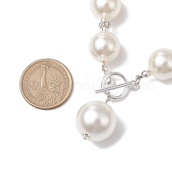 イミテーションホワイトパールアクリルビーズネックレス  女性用ラウンドペンダントネックレス  プラチナ  18-7/8インチ（48cm）&nbsp;NJEW-JN05122-01