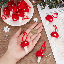 Mushroom Wool Felt Hanging Pendant Decorations&nbsp;AJEW-WH0326-99