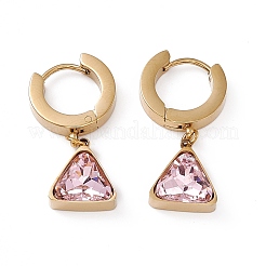 Cubic Zirconia Triangle Dangle Hoop Earrings&nbsp;EJEW-L282-07G