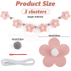 フェルトの花のバナー  パーティーの装飾  綿糸とプラスチック針を使用  ピンク  100x103x15mm&nbsp;AJEW-WH20020-107A