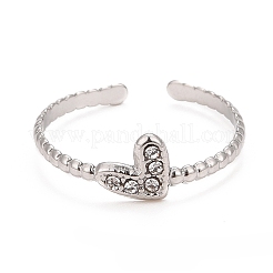 Crystal Rhinestone Heart Open Cuff Ring&nbsp;LS-RJEW-C025-39P