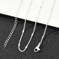 2mmスター真鍮カーブチェーンネックレス（メンズ・レディース）  925銀メッキ  17.72インチ（45cm）&nbsp;NJEW-L012-09S