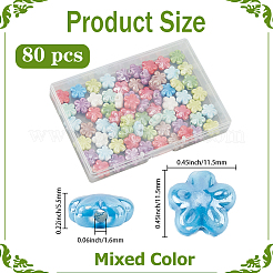 釉薬をかけた磁器ビーズ 80個  光沢のあるセラミックビーズ  花  ミックスカラー  11.5x11.5x5.5mm  穴：1.6mm&nbsp;PORC-PA0001-20