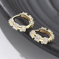 真鍮ガラスフープピアス  リング  18KGP本金メッキ  16.5x16.5x4.5mm&nbsp;EJEW-Q014-23G