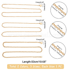 304ステンレススチールアズキチェーンネックレス  カニカン付き  ミックスカラー  19.68インチ（50cm）  6個/箱&nbsp;NJEW-UN0001-06