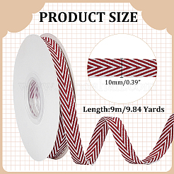 ポリエステルリボン  洋服アクセサリー  フラット  レッド  3/8インチ（10mm）  約9.84ヤード（9m）/ロール&nbsp;OCOR-WH0036-83A-01