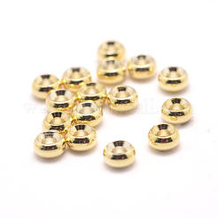 真鍮製スペーサービーズ  ニッケルフリー  ロンデル  18KGP本金メッキ  8x3.5mm  穴：2.5mm&nbsp;KK-WH0084-10G