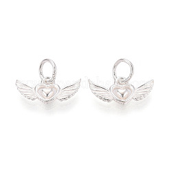 925 Sterling Silver Heart with Angel Wings Charms&nbsp;STER-T009-13S