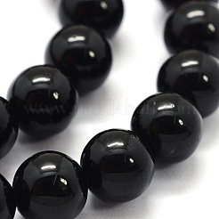 天然石ブラックトルマリンビーズ連売り  グレードA  ラウンド  4mm  穴：0.6mm  約98個/連  38cm&nbsp;LS-G-G763-01-4mm-A