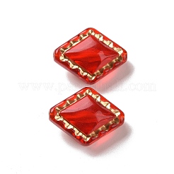 透明なアクリルビーズ  ゴールドライン入り  菱形  レッド  18x14.3x9mm  穴：1.5mm  約530個/500g&nbsp;OACR-E015-10