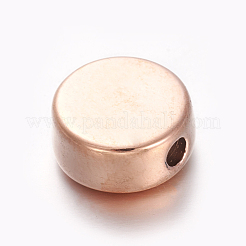 304ステンレススチールビーズ  フラットラウンド  ローズゴールド  12x12x5.5mm  穴：2.3mm&nbsp;STAS-O112-06RG