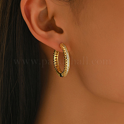 Hollow Brass Clear Cubic Zirconia Hoop Earrings&nbsp;LS-SP8143