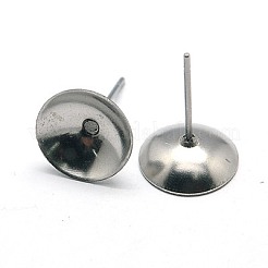 変色しにくい304ステンレススチールスタッドピアス金具  ステンレス鋼色  14x10mm  ピン：0.7mm&nbsp;STAS-E024-1