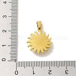 宝石ファセット太陽ペンダント  ゴールドトーンの304ステンレススチールチャーム  18x15.5x4.5mm  穴：6x3mm&nbsp;STAS-P361-03G