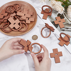 クロス合板ナプキンリング  ナプキンホルダー装飾  レストランデイリーアクセシロエス  サドルブラウン  63x50x53mm&nbsp;AJEW-UN0003-25