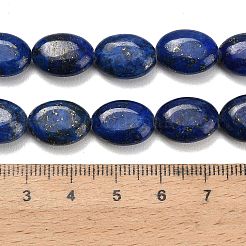 染め加工天然のラピスラズリビーズ連売り  フラットオーバル  13~14x10~10.5x5.5~6.5mm  穴：1mm  約29個/連  15.98''（40.6センチメートル）&nbsp;G-P610-A01-01