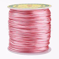ナイロンサテンのラットテールコード  ブレスレットジュエリー製作用ビーズ糸、中国結びマクラメ工芸  ピンク  1.0mm  約76.55ヤード（70m）/ロール&nbsp;NWIR-R025-1.0mm-103