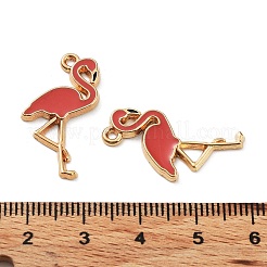 合金エナメルチャーム  DIYのジュエリーには  フラミンゴの形  ライトゴールド  淡いバイオレットレッド  26x14x2.5mm  穴：1mm&nbsp;X-ENAM-G124-08A