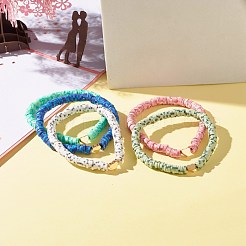 Handmade Polymer Clay Heishi Beads Stretch Bracelet&nbsp;BJEW-JB07392