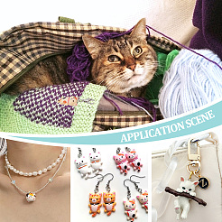 Cat Opaque Resin Pendant Locking Stitch Markers&nbsp;HJEW-AB00129