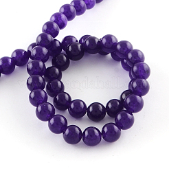 Dyed Natural White Jade Round Bead Strands&nbsp;G-Q937-22