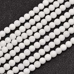 天然石マレーシアジェイドビーズ連売り  染め＆加熱  ラウンド  ホワイト  4mm  穴：0.8mm  約92個/連  15インチ&nbsp;X-G-A146-4mm-B01