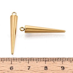 304ステンレスペンダント  スパイクコーンチャーム  イオンプレーティング（ip）  長持ちメッキ  18KGP本金メッキ  28x5mm  穴：1.7mm&nbsp;STAS-T075-22A-G
