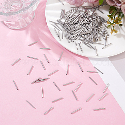 304ステンレススチールチューブビーズ300個  ステンレス鋼色  15x1.5mm  穴：1mm&nbsp;STAS-HY0001-82