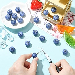 不透明樹脂ペンダント10個  模造食品  ブルーベリー  プラチナアイアンループ付き  ミッドナイトブルー  15x16mm&nbsp;RESI-CJC0012-40