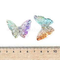 透明UVメッキアクリルビーズ  虹色の  蝶  ツートン  ミックスカラー  27.5x37.5x8.5mm  穴：2mm&nbsp;PACR-D288-20