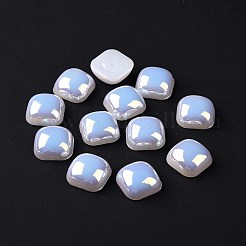 ABSプラスチック模造パール  ABカラーメッキ  正方形  ホワイト  12x12x5.5mm  穴：1.4mm&nbsp;FIND-A013-13C