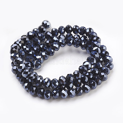電気メッキガラスビーズセット  フルメッキ  多面カット  ロンデル  プルシアンブルー  6x4.5mm  穴：0.8mm  約80~85個/連  38~40cm&nbsp;LS-GLAA-K027-FP-A01
