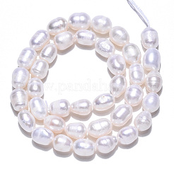 天然養殖淡水パールビーズ連売り  ライス  貝殻色  8~10x6.8~7.5mm  穴：0.7~0.8mm  約38~39個/連  13.98インチ（35.5cm）&nbsp;PEAR-N012-07Q