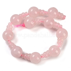 Natural Rose Quartz 3-Hole Guru Beads Strands&nbsp;G-H064-E01-01