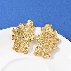304ステンレススチールスタッドピアス  イオンプレーティング（ip）  花  左右  14KGP本金メッキ  50x33mm&nbsp;EJEW-G423-26G