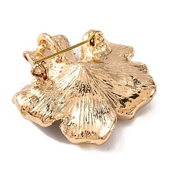 Kc 金メッキ合金クリスタルラインストーンブローチ  樹脂梨の花のエナメルピン  カラフル  35x35x9mm&nbsp;JEWB-L017-06KCG