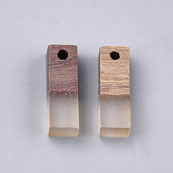 レジン＆ウッドパーツ  長方形  ホワイトスモーク  17x5.5x3~3.5mm  穴：1.5mm&nbsp;X-RESI-S358-19C