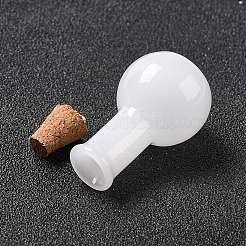 ガラスチャーム  木製のボトルストッパーとプラチナ合金ループ付き  球根形  ホワイト  34x18mm  穴：2mm&nbsp;LS-GLAA-P053-01A-05