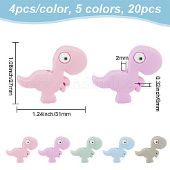 20Pcs 5 Colors Dinosaur Food Grade Eco-Friendly Silicone Beads&nbsp;SIL-DR0001-02