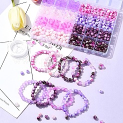DIY ラウンドアクリルビーズブレスレットジュエリー作成キット  ミックスカラー  7.5~8x0.8~8x0.8~8mm  穴：1~2mm&nbsp;DIY-FS0007-40