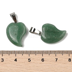 天然石グリーンアベンチュリンペンダント  201ステンレススチール製金具付き  ハート  22x15~16.5x6mm  穴：5x7mm&nbsp;G-B127-11P-05