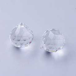 クリアカット加工ボール型ガラスチャーム  クリスタルのサンキャッチャー  直径20mm  厚さ23mm  穴：1.2~1.5mm&nbsp;X-GR20X23MMY-1