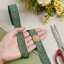 エスニック刺繡ポリエステルフラットリボン  ジャカードリボン  花柄  1インチ（25mm）&nbsp;OCOR-WH0074-26